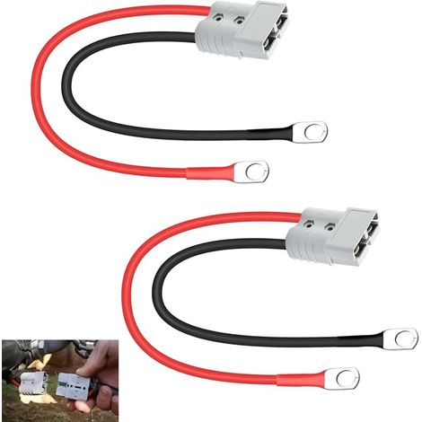 Connecteur Batterie 50A 600V, Connecteur Câble Cuivre 10 AWG, Isolé en Silicone, Camping Car Tracteur Chariot Élévateur Véhicules Électriques Systèmes Solaires (1/2)