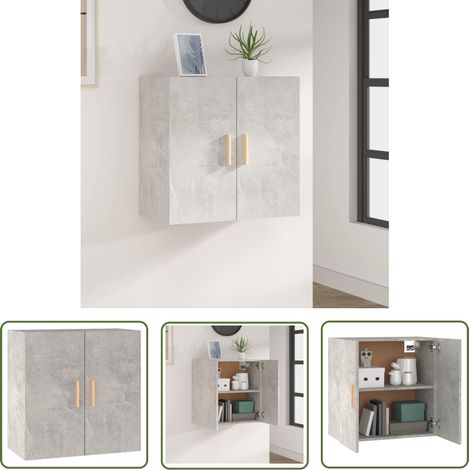 The Living Store Wandschrank Betongrau 60x30x60 cm Holzwerkstoff - Wandregal - Aufbewahrungsregale - Regal - Skandinavisches Design - Platzsparend (1/5)