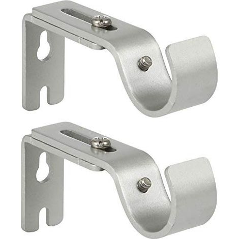 Juego de 2 soportes ajustables para barras de cortina, soporte individual resistente para barras de cortina de 25 mm de diámetro, color plata. (1/5)