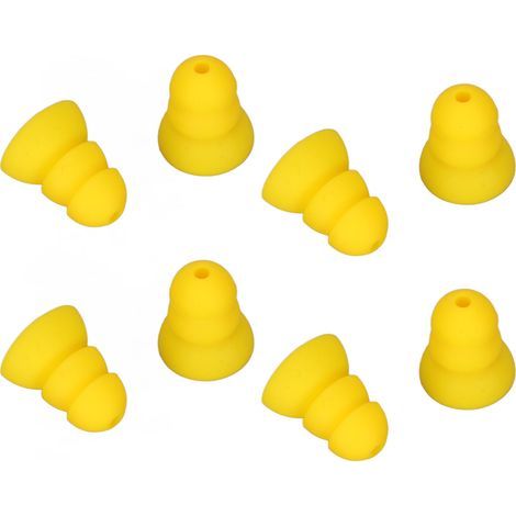 Lot de 8 embouts auriculaires pour appareils auditifs, 3 couches, en silicone souple, de rechange, BTE/ITE, pour appareils auditifs de poche, bouchons d'oreille, jaunes (1/5)