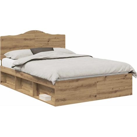 Bed Frame Artisian Oak 140 x 190 cm Solid Pine Wood vidaXL (1/5)