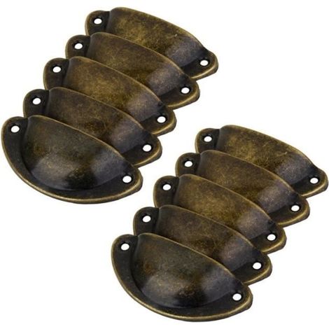 Poignée de porte/Tiroir - Non spécifié - Modèle Antik - Lot de 10 - Fer dur - Bronze (1/4)