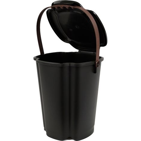 Bio-Eimer aus Kunststoff – 7 l – Anthrazit mit braunem Griff – 23,7 x 23,4 x 27,6 cm – Hergestellt in Frankreich JANY FRANCE