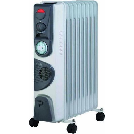 Radiador Aceite 2000w 9 Elementos, Doble Interruptor, Programador y Convector