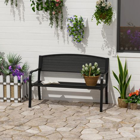 Banc extérieur Banc jardin max 240kg Métal 127 × 60 × 85 cm - Couleur: Noir (1/4)