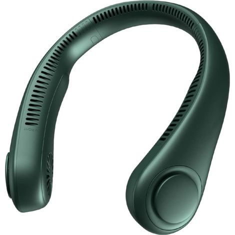 Ventilateur de cou portable, ventilateur mains libres sans pales, ventilateur personnel portable, sans pales, rechargeable, design avec écouteurs, ventilateur de bureau alimenté par USB (1/5)