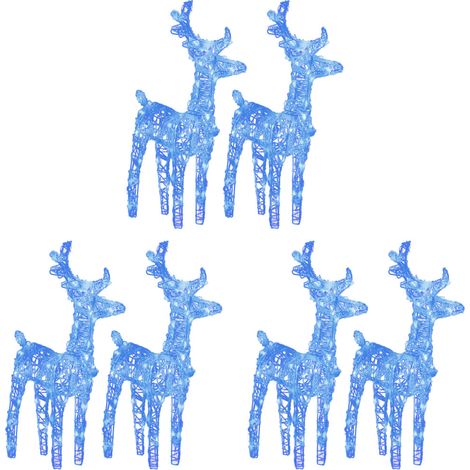 Rennes de Noël 6 pcs 240 LED Bleu Acrylique