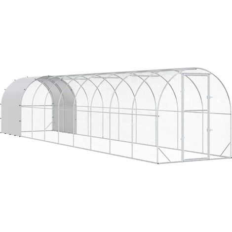Hühnerunterkunft Silber 1000 x 200 x 200 cm Verzinkter Stahl vidaXL