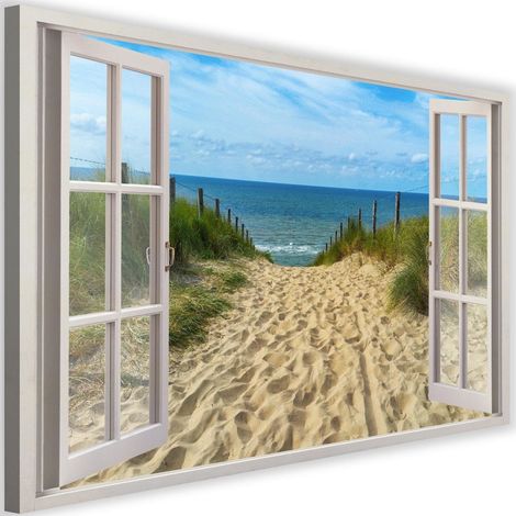 Tableau fenêtre, descente à la plage - 120 x 80 cm (1/5)
