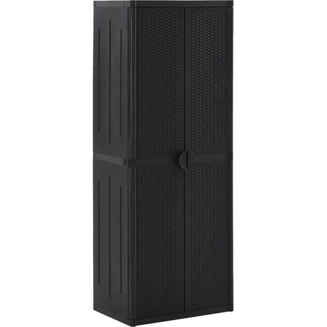 Armario de almacenamiento interior multiusos de 65 x 45 x 172 cm con 4 estantes en PP negro 020046121 (1/5)