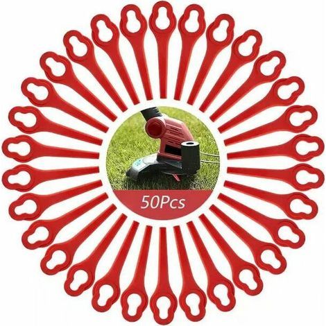 Promotion Lot de 50 Lames compatible pour Ferrex Aldi Far 20-i Coupe Bordure, lames de rechange pour Coupe Bordure sans fil Ferrex L95(13×8mm-rouge) (1/3)