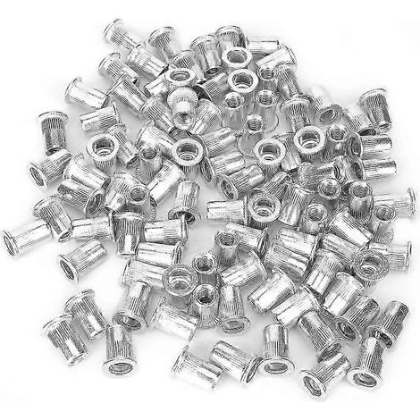 100 écrous à riveter filetés en métal, accessoires de réparation pour tôles et tuyaux métalliques (0,5 mm à 6 mm) (1/5)