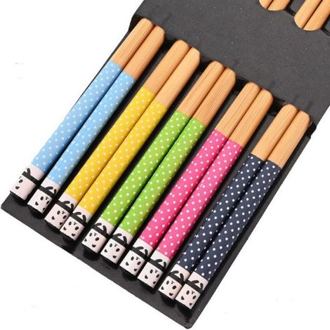 Baguettes En Bambou - 23 8 Cm - Pour Sushi Et Cuisine Japonaise - Réutilisables - 5 Paires