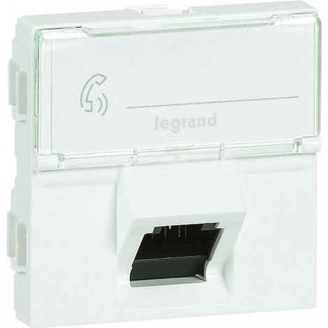 Prise RJ45 catégorie 6A STP inclinée à 45° avec blindage métal Mosaic 2 modules blanc LEGRAND 076508
