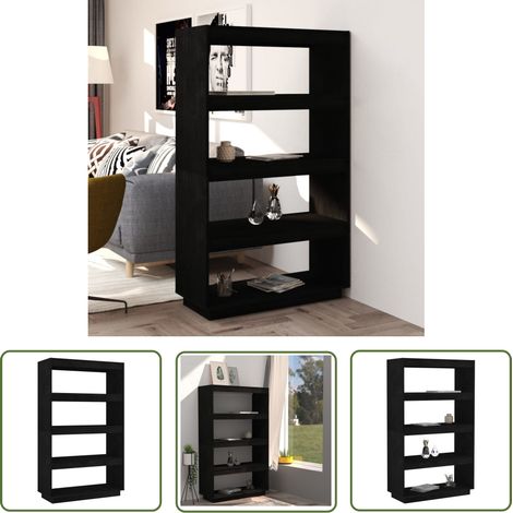 Furniture Limited - Bibliothèque/Séparateur de pièce Noir 80x35x1 (1/5)