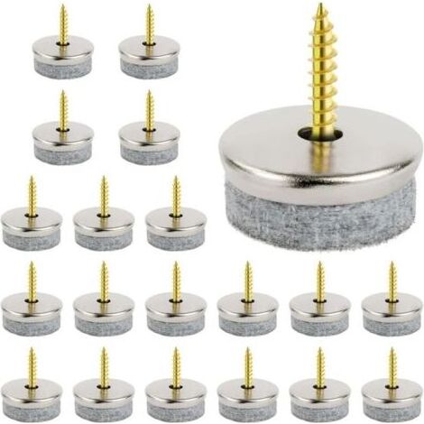 20 Pièces Patins en Feutre pour Meubles, 24mm Glisseurs Chaise à Clouer, Ronds, Faciles à Installer, pour Protéger Les Sols des Pieds de Table (1/4)