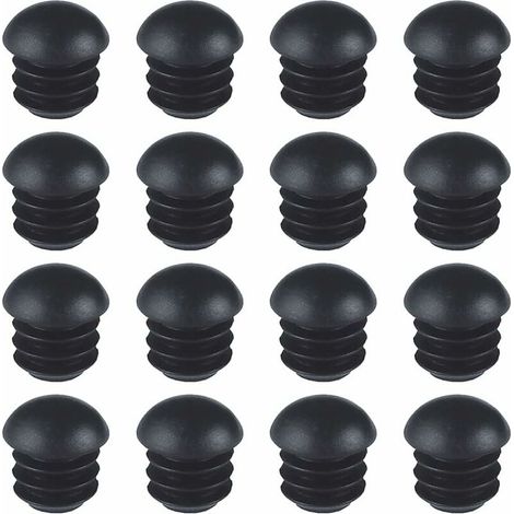 Bouchons Ronds en Plastique 16mm Noir , 16 Pièces Embout Bouchons pour Tube de Chaise de Rond, Empiècements Embouts Ronds Bombés (1/4)