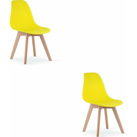Set di 2 sedie Kito in polipropilene giallo e faggio (1/5)