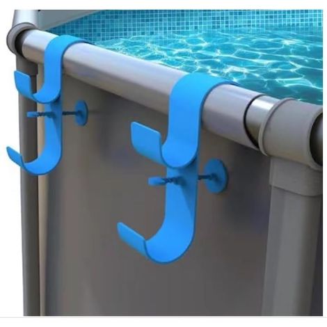 Above Ground Pool Net Holder - Above Ground Pool Accessories - Adjustable Telescopic Hooks for Pool Brush - Suction Cup Holder for Pool Window (Blue, 18x12 (1/4)