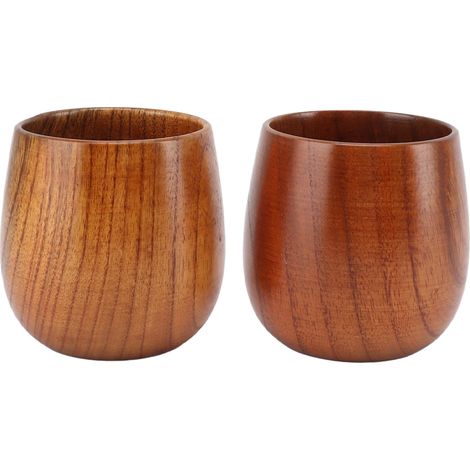 Lot de 2 tasses à thé en bois faites à la main pour boissons (1/5)
