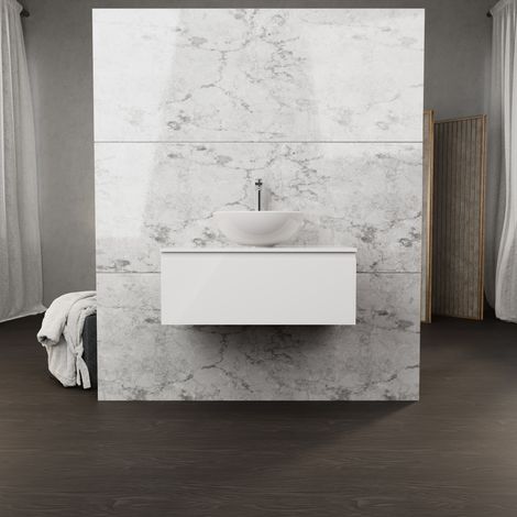 Inda - Mobile bagno L.80 con lavabo in appoggio / Bianco lucido 1
