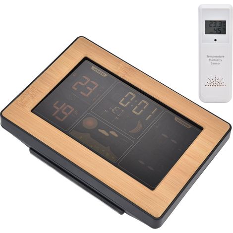 Station Météo LCD avec Réception RCC, Thermomètre Hygromètre Sans Fil, Prise EU 100‑240V