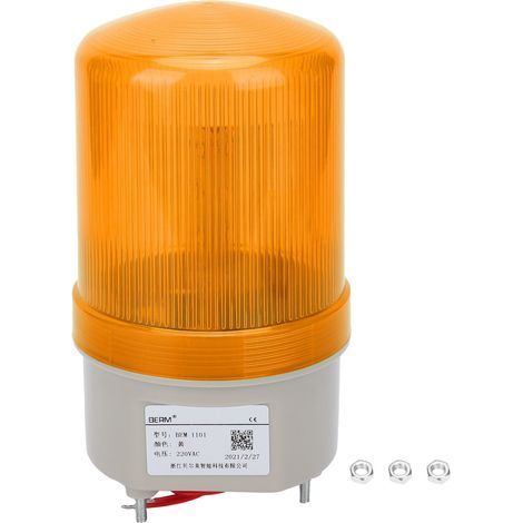 Lámpara de advertencia LED intermitente BERM, equipo de alarma, lámpara de emergencia, 220 V CA, BEM-1101, amarilla (1/5)