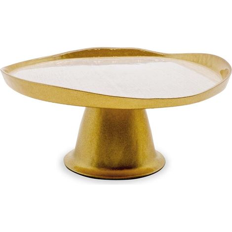 WD Lifestyle Alzata in Vetro Oro e Perla Ø28 cm – Alzatina Decorativa da Tavola (1/2)