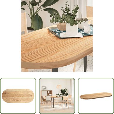 vidaXL Tischplatte -  Tischplatte 140x60x4 cm Massivholz Eiche Oval