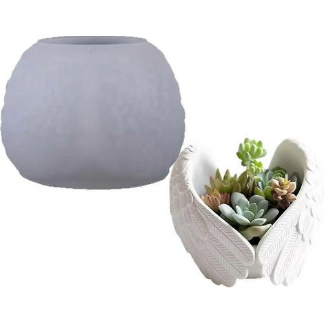 Moule en silicone pour vase à bougie parfumée, style « ailes d'ange », fait main en plâtre et époxy. (1/5)