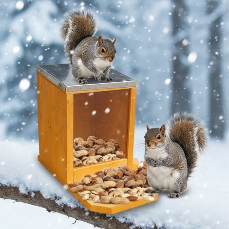 Melko Eichhörnchen Futterhaus Futterstation Zinkdach Futterspender Futterautomat 