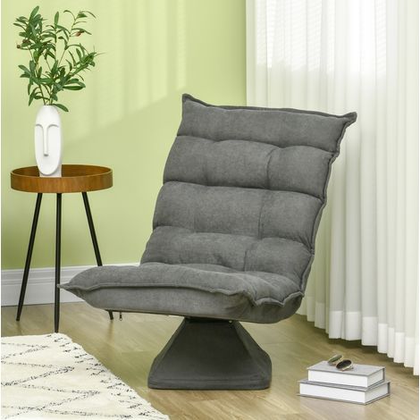 MEUBLIV Sillón de suelo gris 62x70x95 cm con respaldo reclinable y giratorio, sin colchón (1/5)
