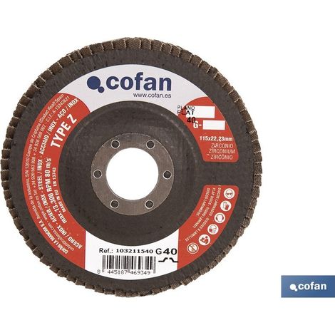 Pack de 5 disques laminés standard plats 115 mm G-40 zirconium (1/4)