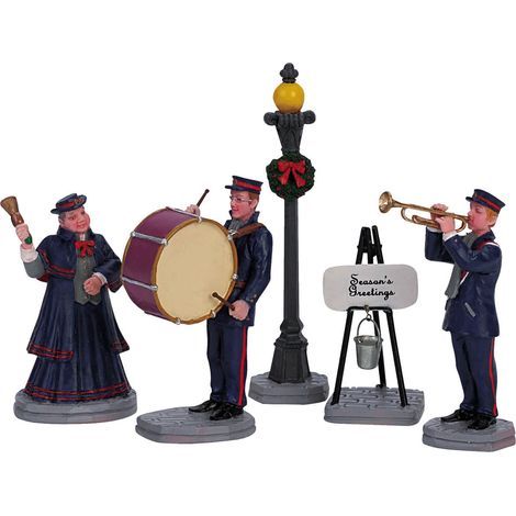 Decorazione "Set di band di Natale di 5" per Villaggio di Natale e presepe, in Resina da h 4 cm (1/3)