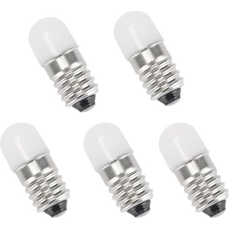 5 ampoules LED avec culot E10 0,5 W 12 V blanc froid lampe de poche pour phare mini lampe de poche remplace 6000 K (5) [Classe énergétique G]