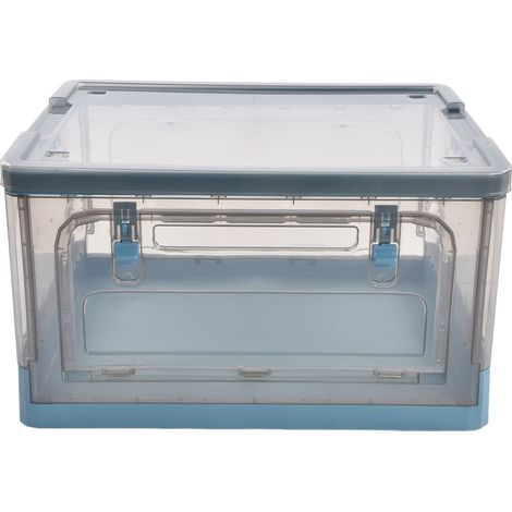 Bacs de rangement avec couvercle PP empilables, boîtes pliables 55L à double porte (1/5)