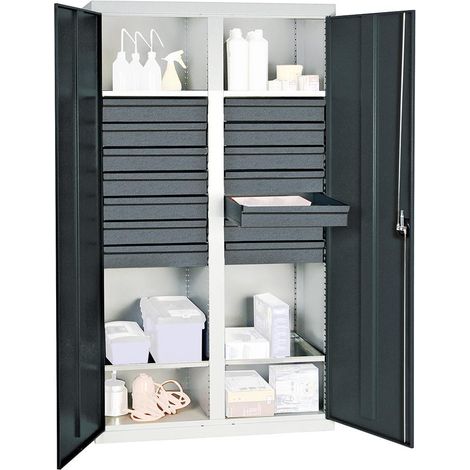 Stumpf Werkzeug- und Materialschrank Serie 3000 lichtgrau / anthrazitgrau + 14 Schublade 100 mm + Mitteltrennwand + 4 Auszugsböden - 3004471 (1/5)
