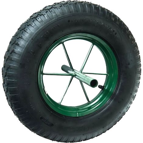 Roue brouette à pneu diamètre 400 x 100 avec axe acier 20 x 260 mm