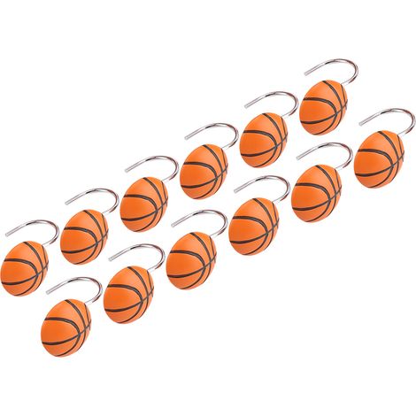 Crochet De Rideau Basket-Ball - Accessoire Décoratif Sport En Résine Et Métal - Pour Salle De Bain Chambre Salon - Lot De 12 Pièces (1/5)
