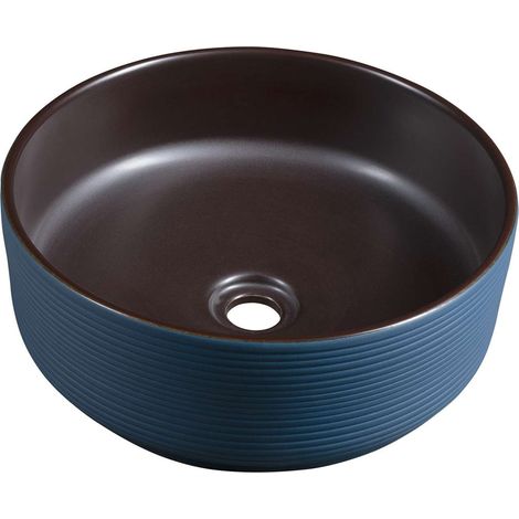 Sapho Priori - Lavabo da appoggio, diametro 41 cm, senza troppopieno, marrone/blu PI033