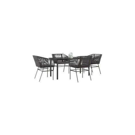 Ensemble à manger de jardin et coussins 5 pcs noir rotin verre (1/5)