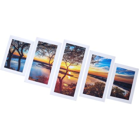 Lot de 5 tableaux décoratifs représentant un coucher de soleil sur un lac (1/5)