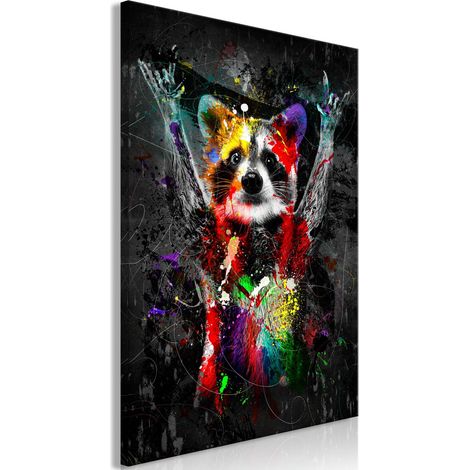 Tableau Animaux Colorés : Raton Laveur Vertical - 60 x 90 cm (1/3)