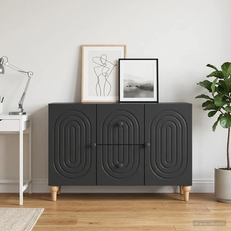 Meuble TV avec 2 tiroirs et 2 portes noir en bois d’ingénierie 89 x 34,5 x 60 cm - PANGIVO (1/5)