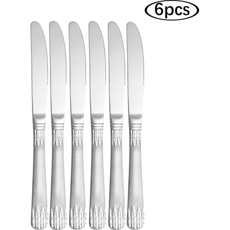 Ensemble de 6 pièces en acier inoxydable couleur blé : couteau à steak, fourchette, cuillère, cuillère à dessert, fourchette à fruits (1/5)