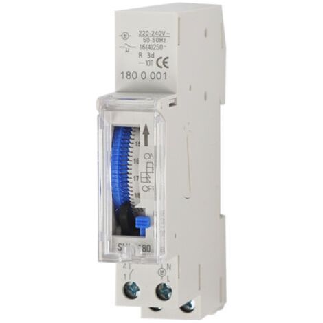 Minuterie mécanique de 24 heures Minuterie minimale de 15 minutes Montage sur rail Batterie intégrée, SUL180a AC220-240V Gris - SUL180a AC220-240V Gris (1/5)