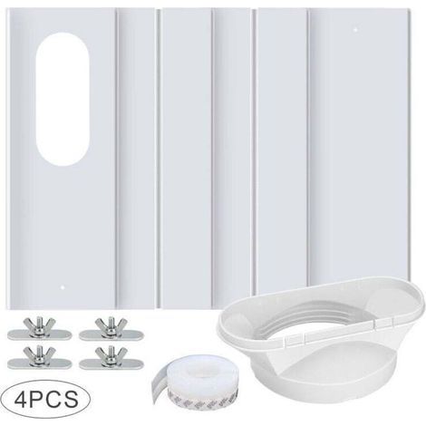 Kit de 4 plaques réglables pour climatiseur mobile – Longueur ajustable 43-140 cm – PVC durable – Installation facile sur fenêtres coulissantes (1/5)
