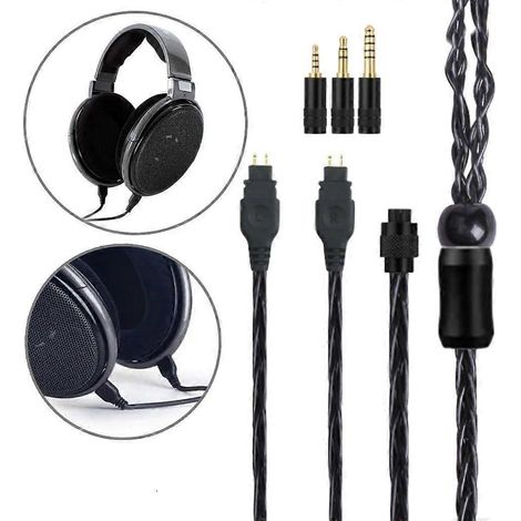 Câble symétrique 4 conducteurs mâles plaqué argent pour écouteurs HD580, HD650, HD600 et HD58X (1/4)