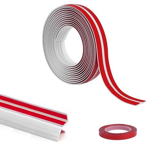 Plinthe Souple Autoadhésive PVC 20 mm, 3M Plinthe Adhesive Pliable,Bande d'étanchéité Flexible, Etanche, Décorative, Corniere PVC Autocollante pour Cuisine et salle de bain (1/5)