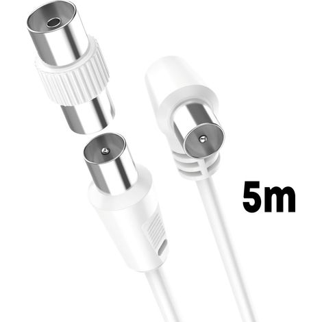 Cavo Coassiale Antenna TV con Connettore ad Angolo Retto Maschio Maschio Adattatore Femmina Femmina Incluso 5m Supporta HD UHD 4K (1/2)